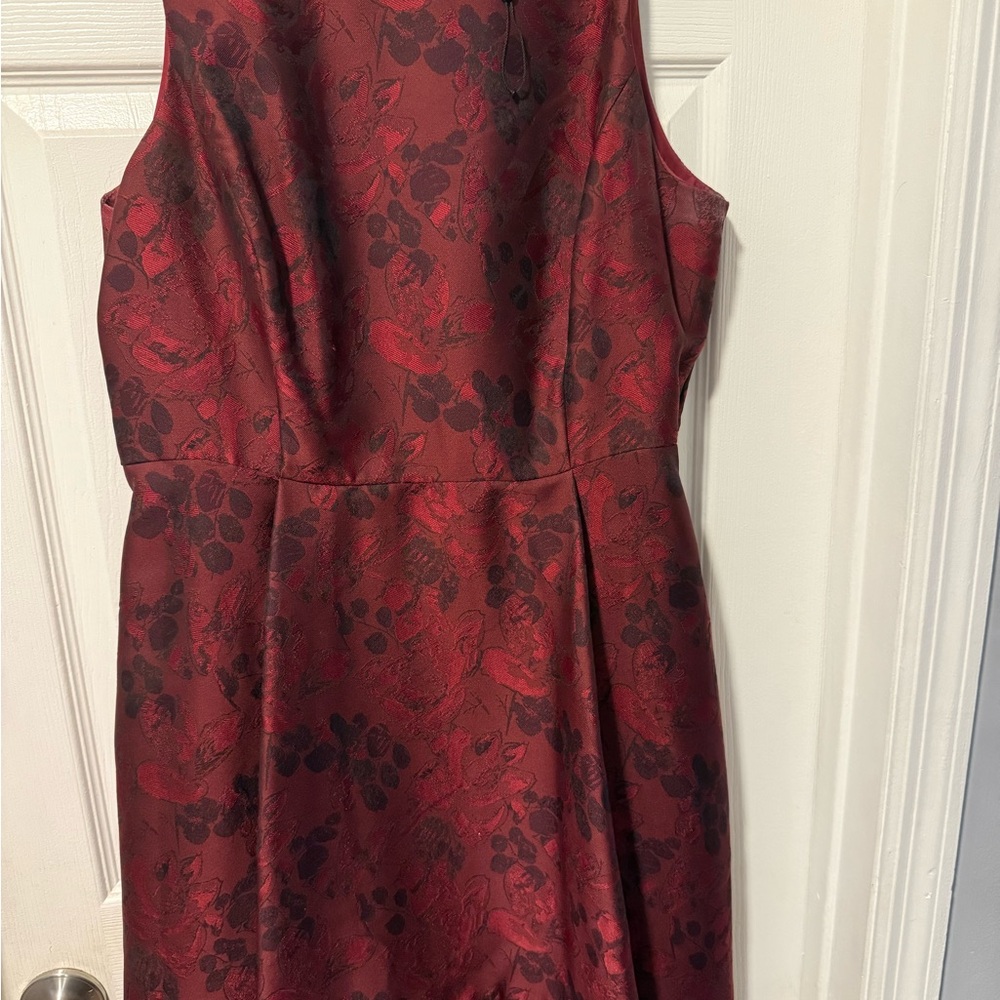 White House Black Market Red and Black Floral Midi Dress